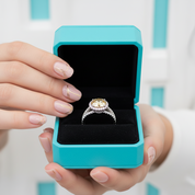 1.0 Ct Round Cut Topaz Birthstone Halo Engagement Ring