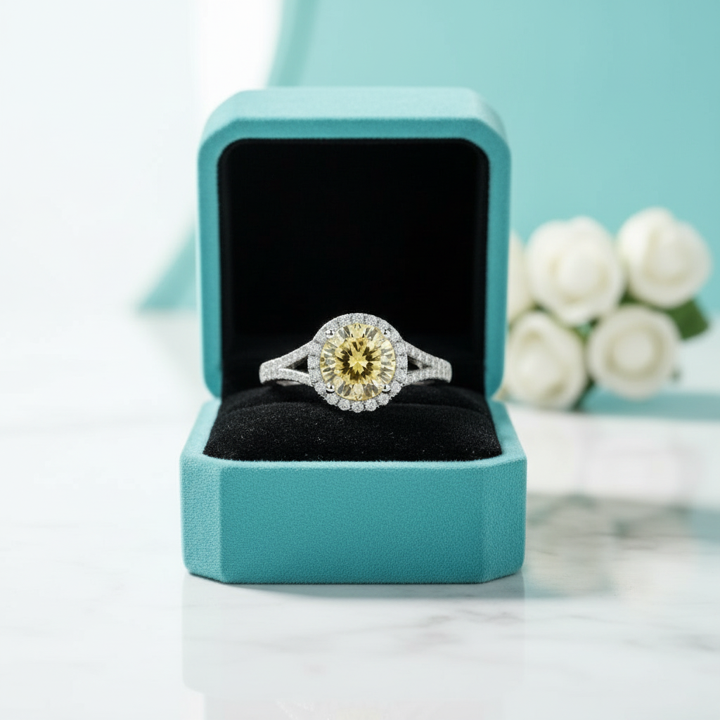1.0 Ct Round Cut Diamond Option Halo Engagement Ring - Evani Naomi Jewelry