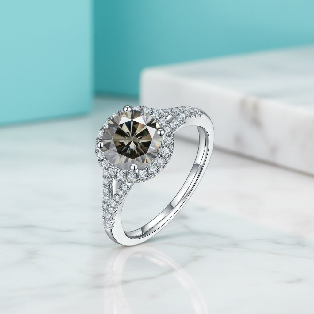 1.0 Ct Round Cut Diamond Halo Engagement Ring-Evani Jewelry