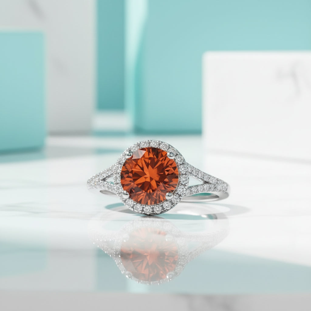 1.0 Ct Round Cut Diamond Halo Engagement Ring-Evani Jewelry