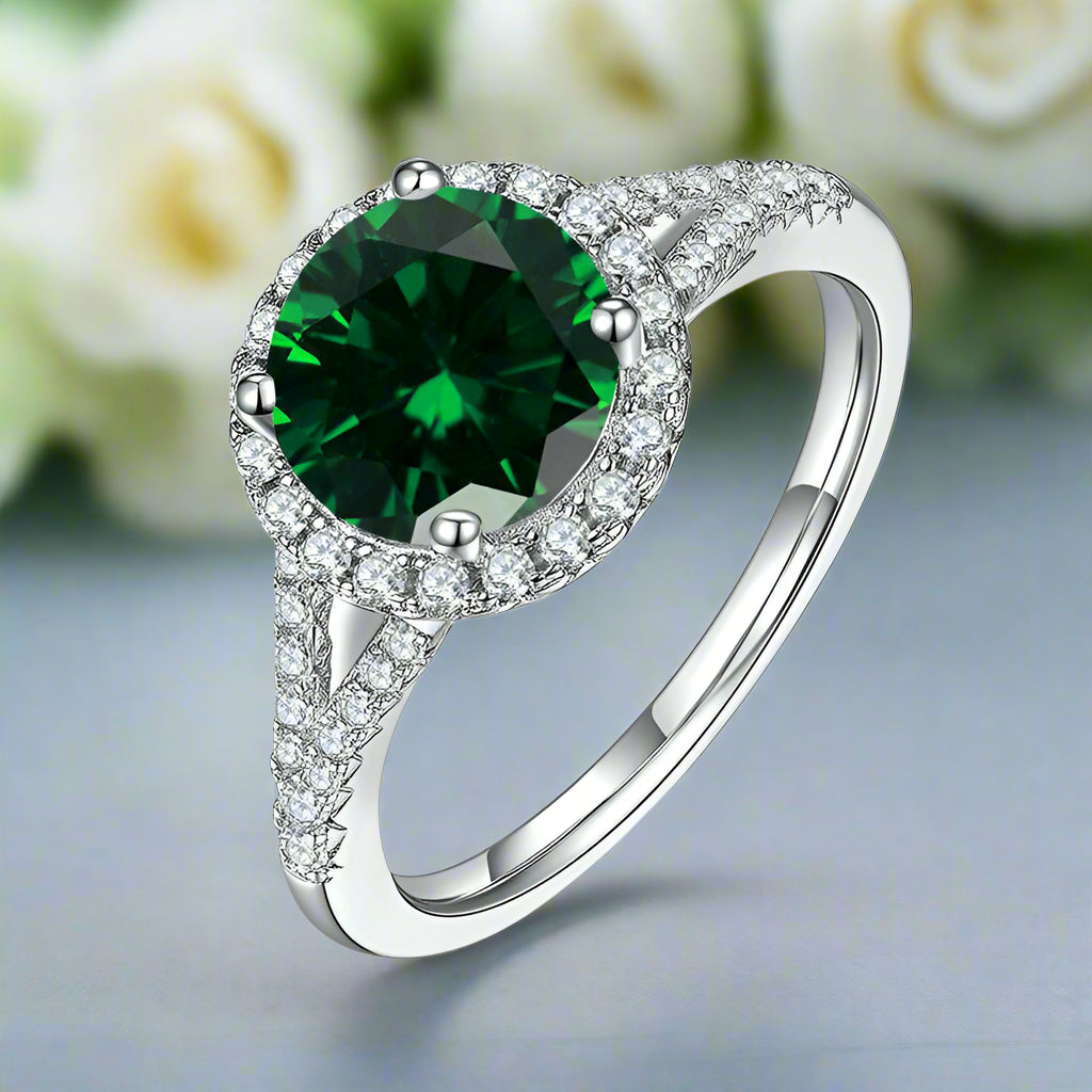 1.0 Ct Round Cut Diamond Halo Engagement Ring-Evani Naomi Jewelry
