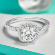 1.0 Ct Round Cut Diamond Halo Engagement Ring-Evani Naomi Jewelry