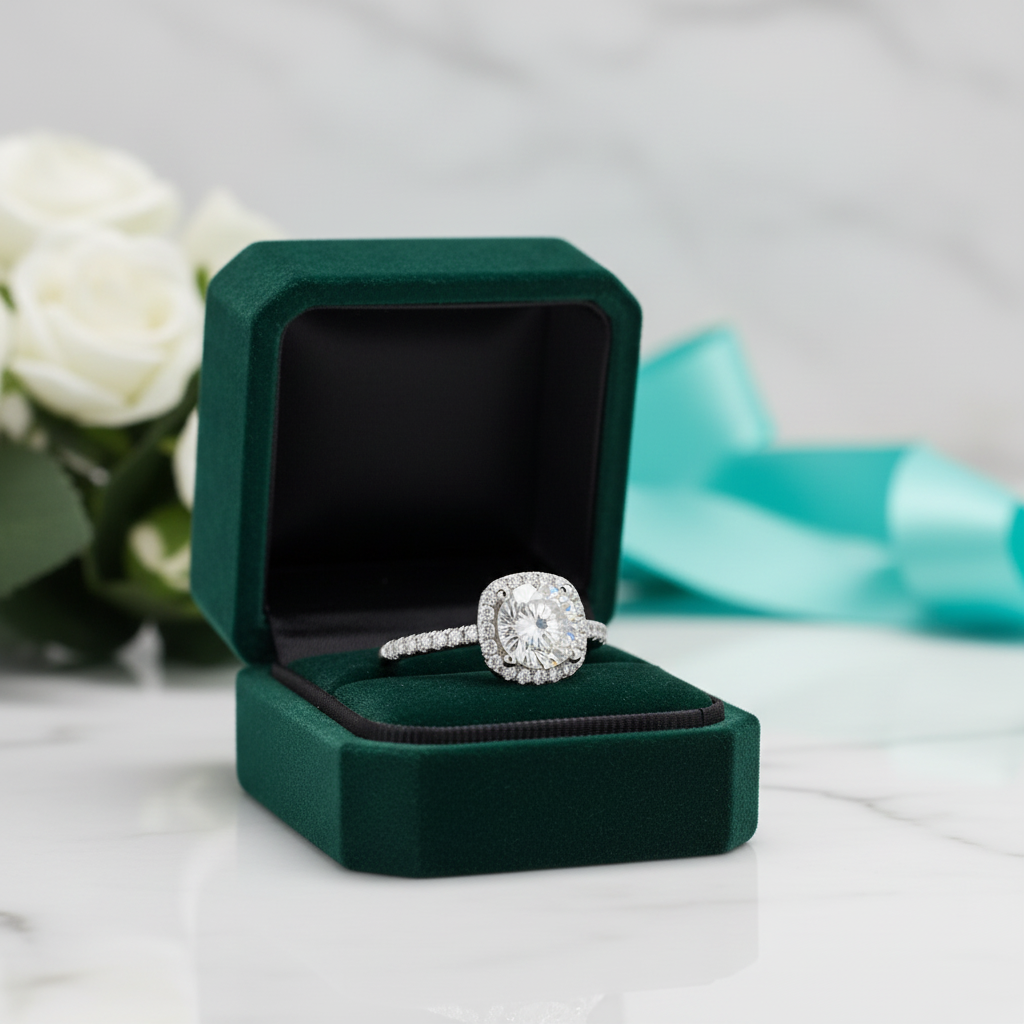 1.0 Ct Round Cut Diamond Option Halo Engagement Ring - Evani Naomi Jewelry