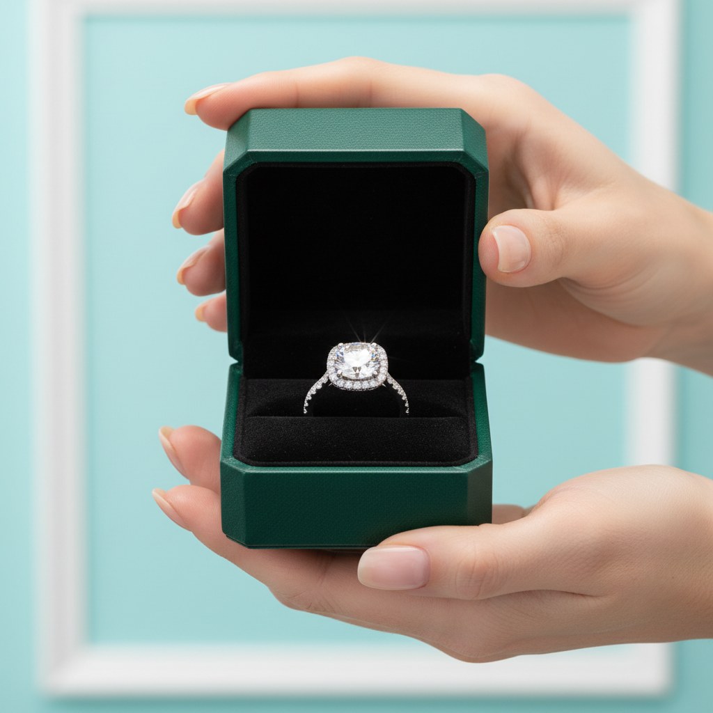 1.0 Ct Round Cut Diamond Option Halo Engagement Ring - Evani Naomi Jewelry
