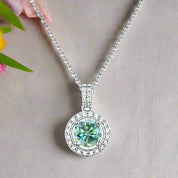 1.0 Ct Round Cut Diamond Halo Pendant Necklace-Evani Naomi Jewelry