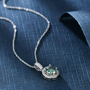 1.0 Ct Round Cut Diamond Halo Pendant Necklace-Evani Naomi Jewelry