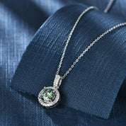 1.0 Ct Round Cut Diamond Halo Pendant Necklace-Evani Naomi Jewelry