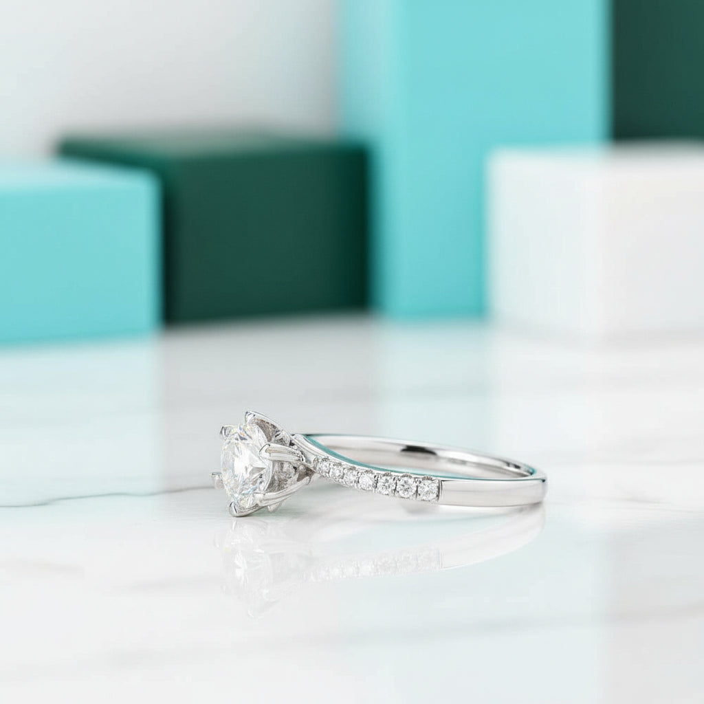 1.0 Ct Round Cut Diamond Heart Prong Engagement Ring-Evani Jewelry
