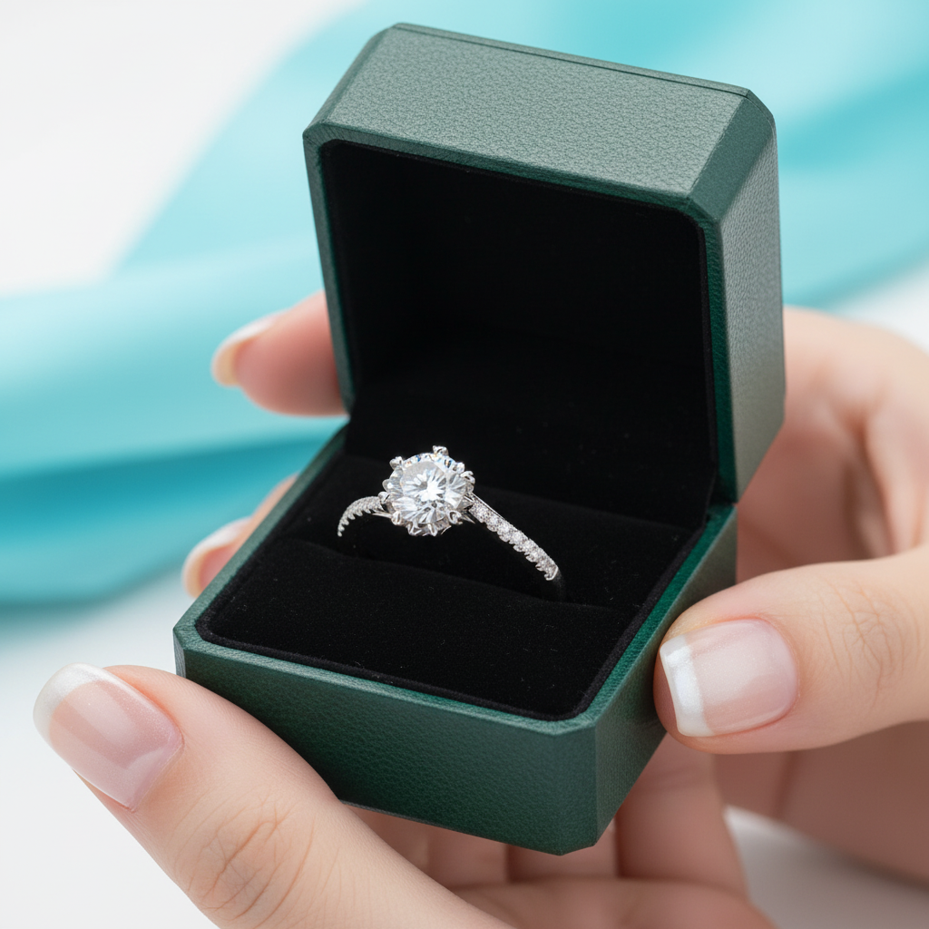 1.0 Ct Round Cut Diamond Option Heart Prong Engagement Ring