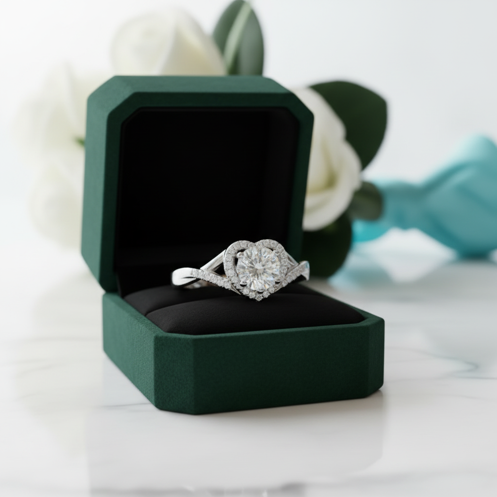 1.0 Ct Round Cut Diamond Option Heart Style Engagement Ring - Evani Naomi Jewelry