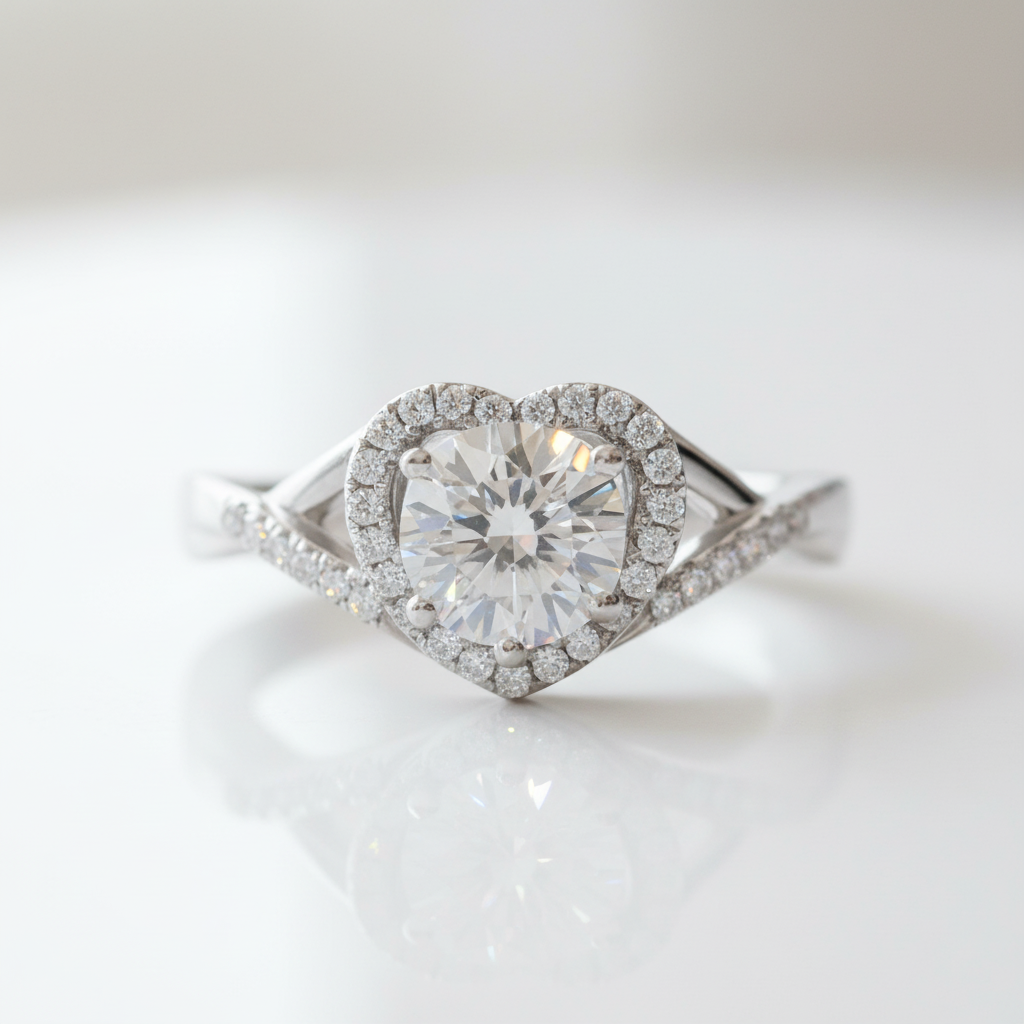 1.0 Ct Round Cut Diamond Option Heart Style Engagement Ring - Evani Naomi Jewelry