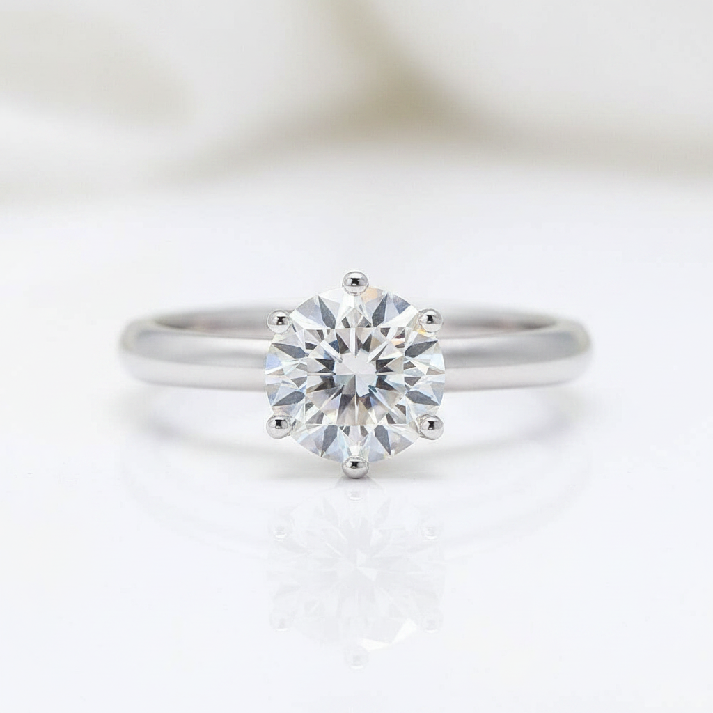 1.0 Ct Round Cut Diamond Option Hidden Halo Engagement Ring