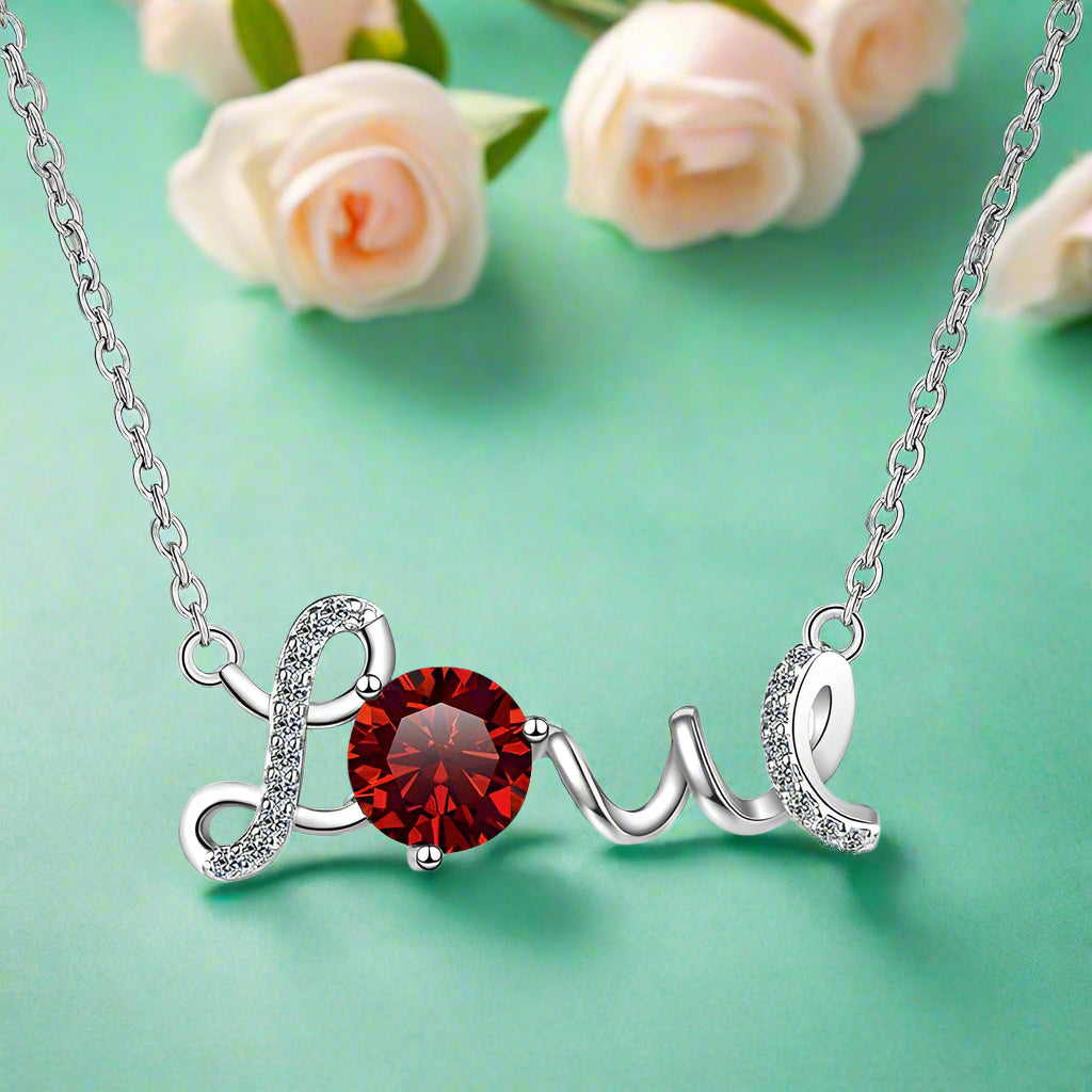 1.0 Ct Round Cut Diamond Love Necklace-Evani Naomi Jewelry