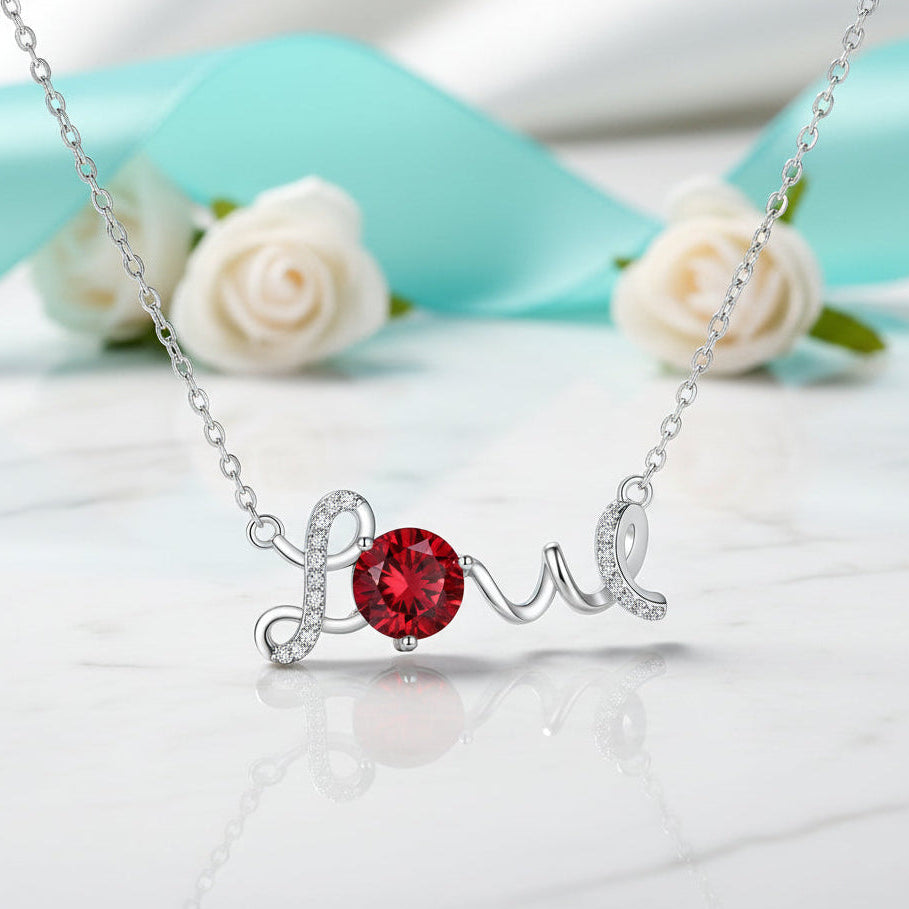 1.0 Ct Round Cut Diamond Love Necklace-Evani Naomi Jewelry