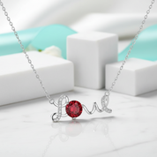 1.0 Ct Round Cut Love Garnet Pendant Necklace