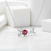 1.0 Ct Round Cut Ruby Love Necklace Birthstone-Evani Jewelry
