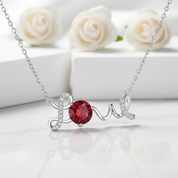 1.0 Ct Round Cut Love Garnet Pendant Necklace