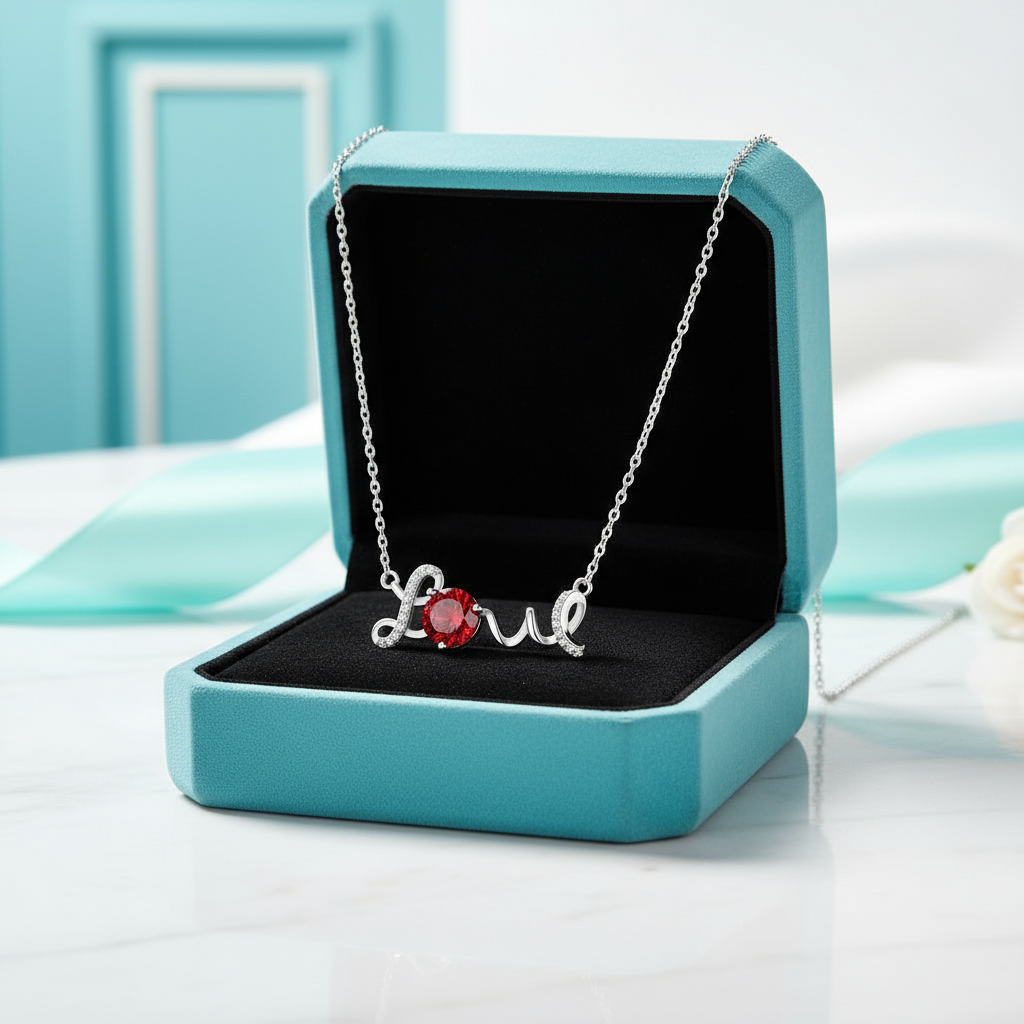 1.0 Ct Round Cut Love Garnet Pendant Necklace-Evani Jewelry
