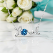 1.0 Ct Round Cut Sapphire Birthstone Love Necklace-Evani Jewelry