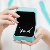 1.0 Ct Round Cut Sapphire Birthstone Love Necklace-Evani Jewelry