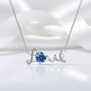 1.0 Ct Round Cut Sapphire Birthstone Love Necklace-Evani Jewelry