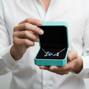 1.0 Ct Round Cut Sapphire Birthstone Love Necklace-Evani Jewelry