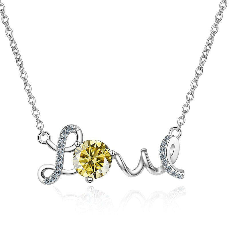 1.0 Ct Round Cut Diamond Love Necklace-Evani Naomi Jewelry