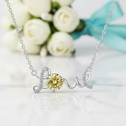 1.0 Ct Round Cut Love Topaz and Citrine Necklace