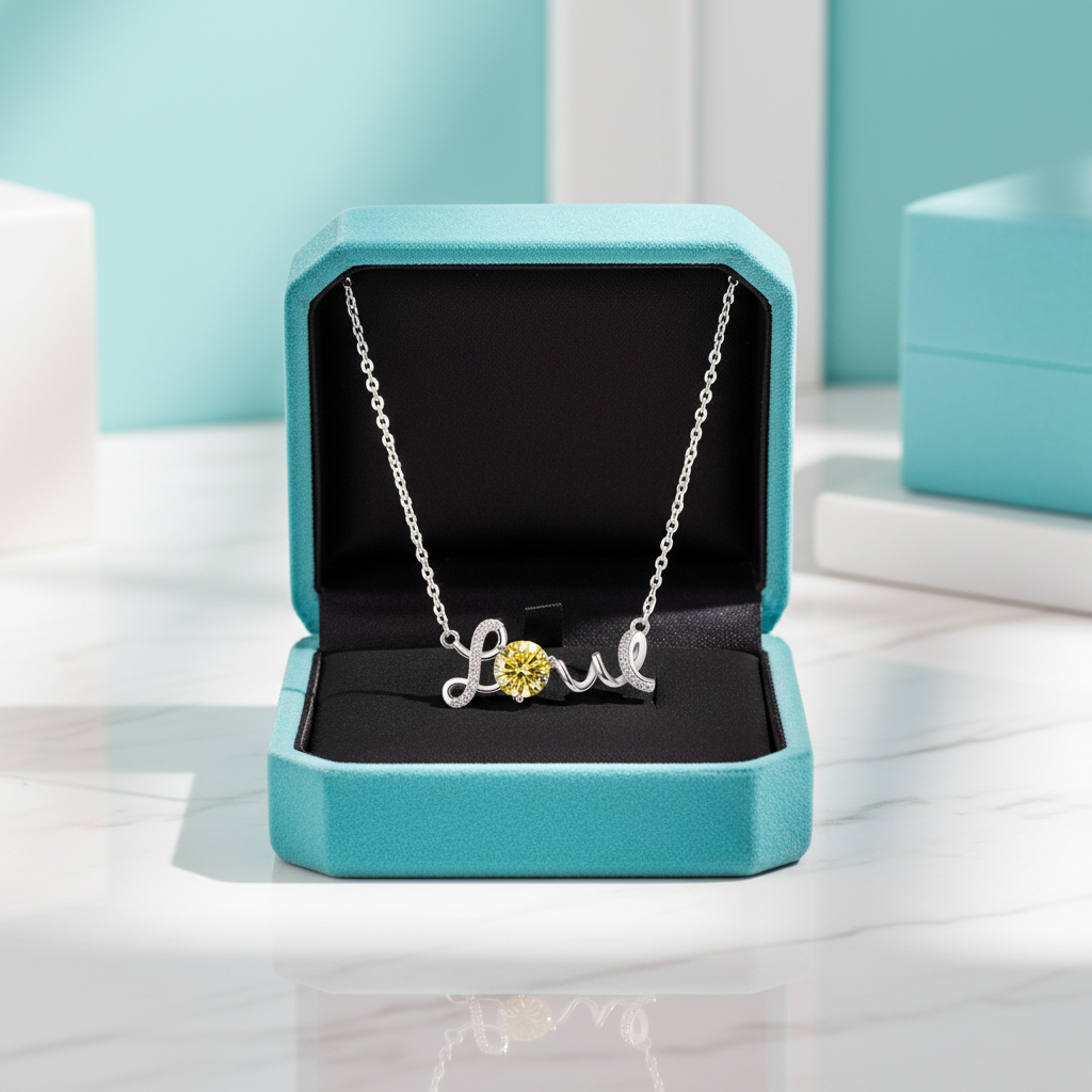 1.0 Ct Round Cut Love Topaz and Citrine Necklace - Evani Naomi Jewelry