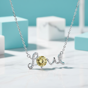 1.0 Ct Round Cut Love Topaz and Citrine Necklace