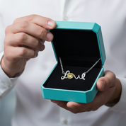 1.0 Ct Round Cut Love Topaz and Citrine Necklace