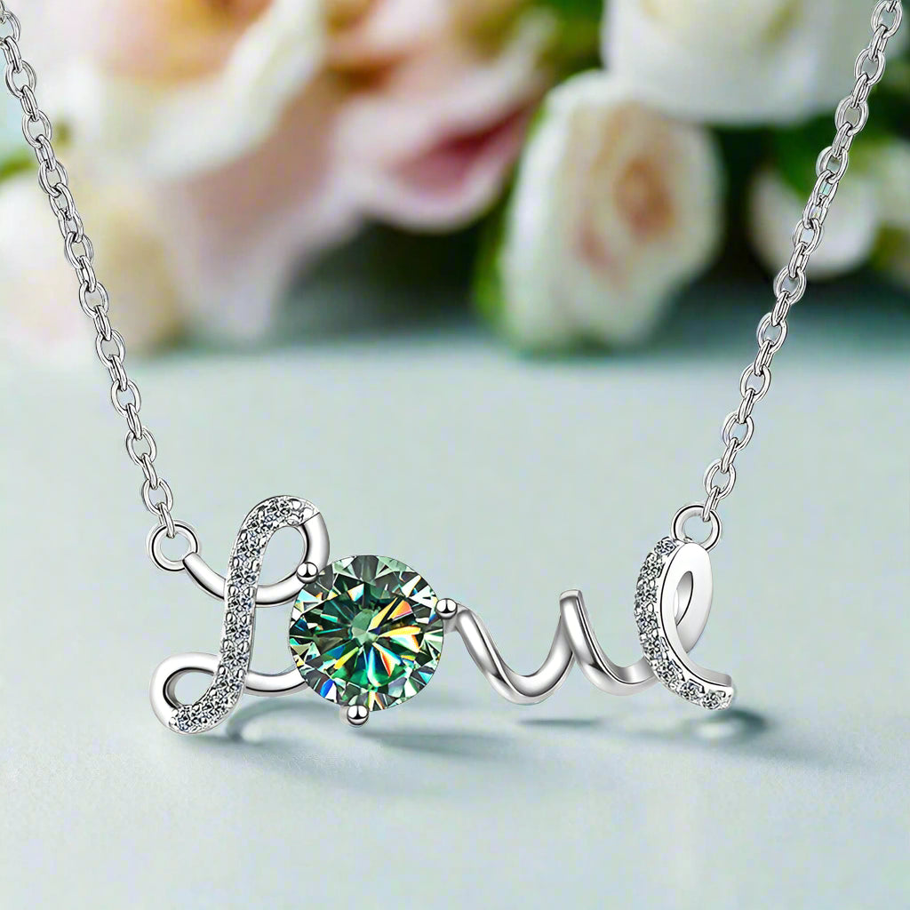 1.0 Ct Round Cut Diamond Love Necklace-Evani Naomi Jewelry