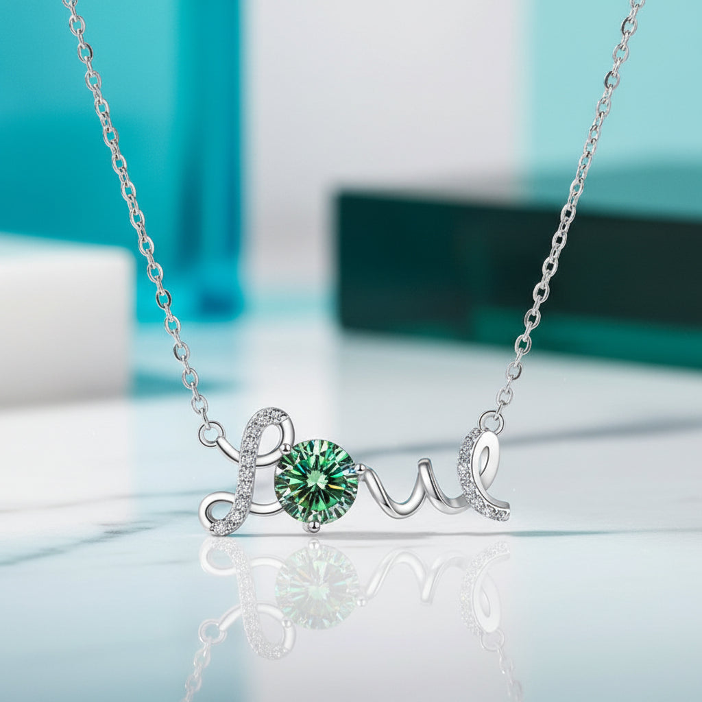 1.0 Ct Round Cut Peridot Love Necklace-Evani Jewelry