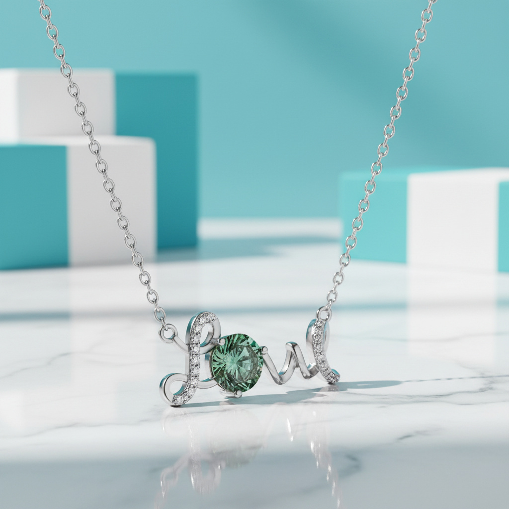1.0 Ct Round Cut Peridot Love Necklace-Evani Jewelry
