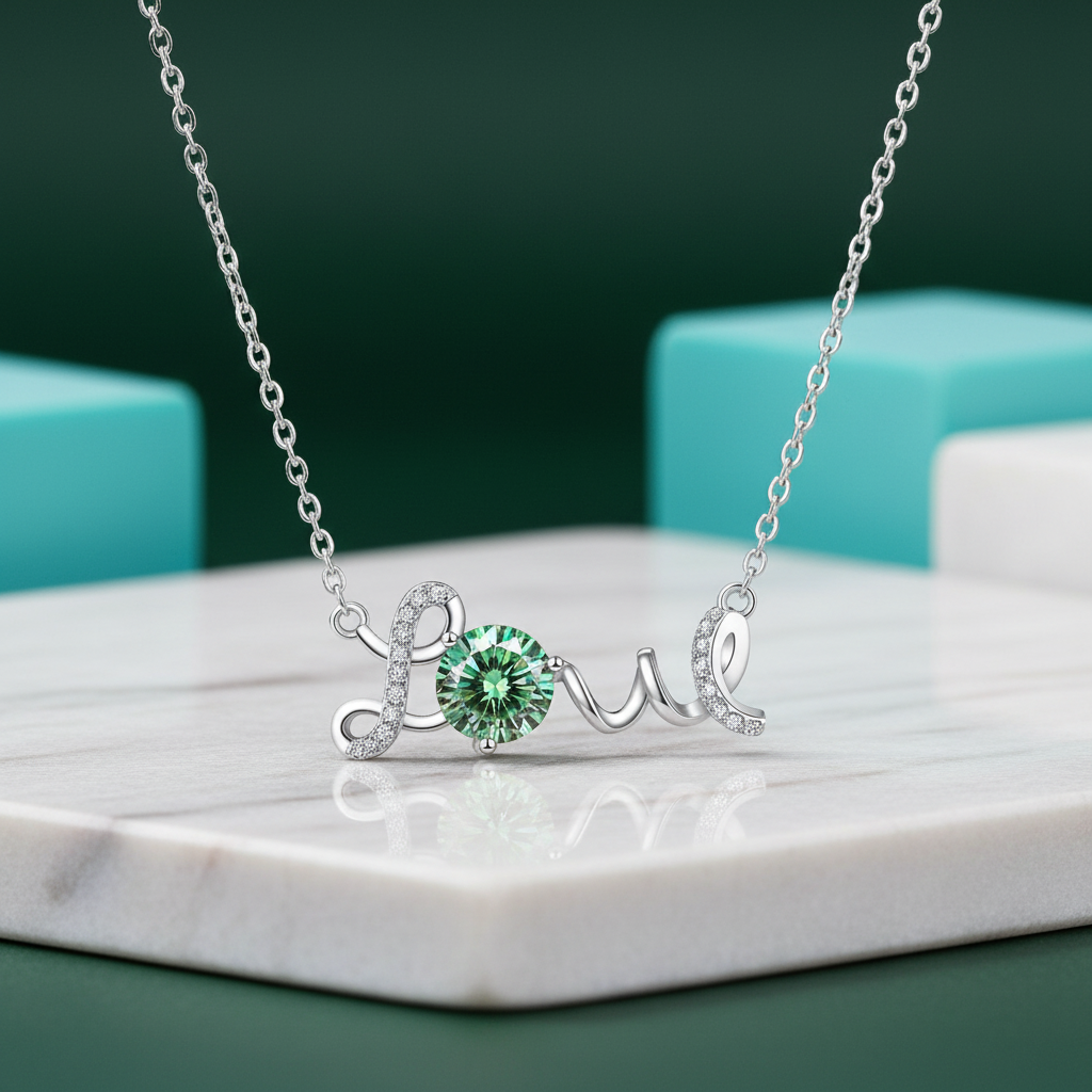 1.0 Ct Round Cut Diamond Option Love Necklace