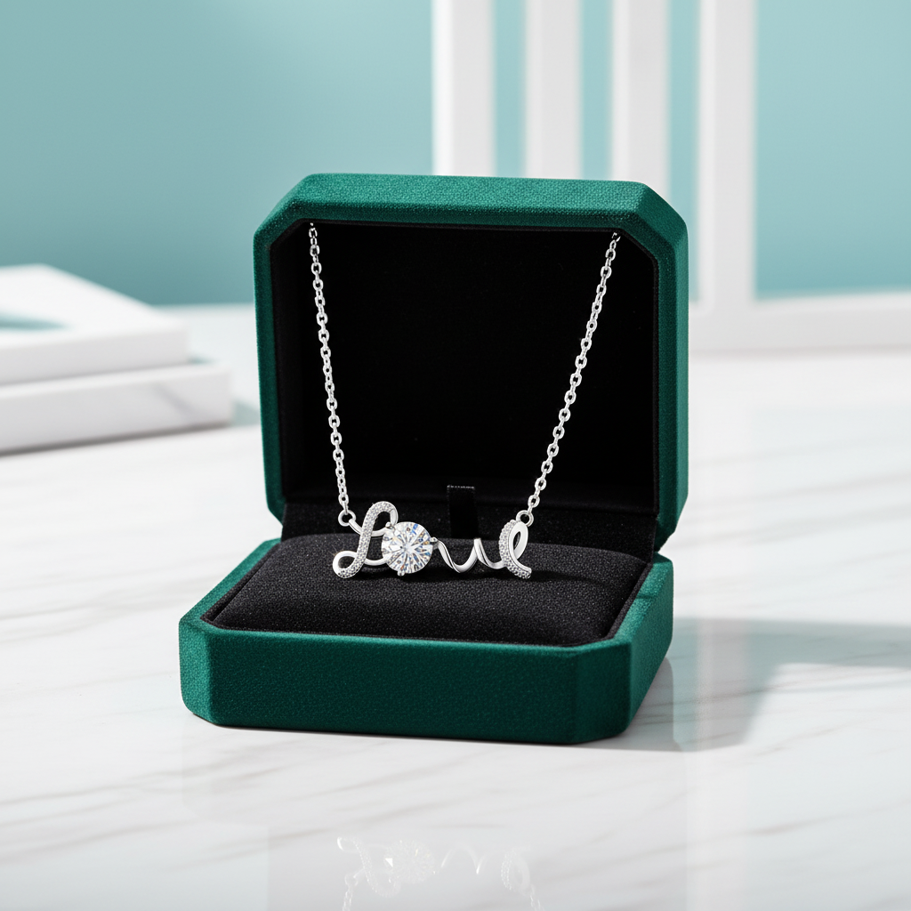 1.0 Ct Round Cut Diamond Option Love Necklace