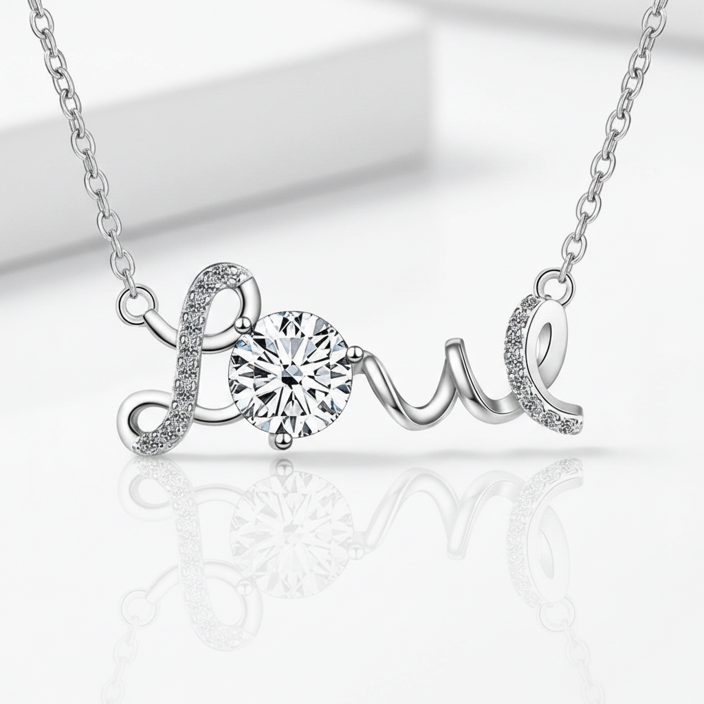 1.0 Ct Round Cut Diamond Option Love Necklace