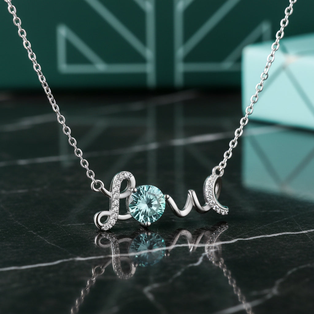 1.0 Ct Round Cut Diamond Love Necklace-Evani Jewelry