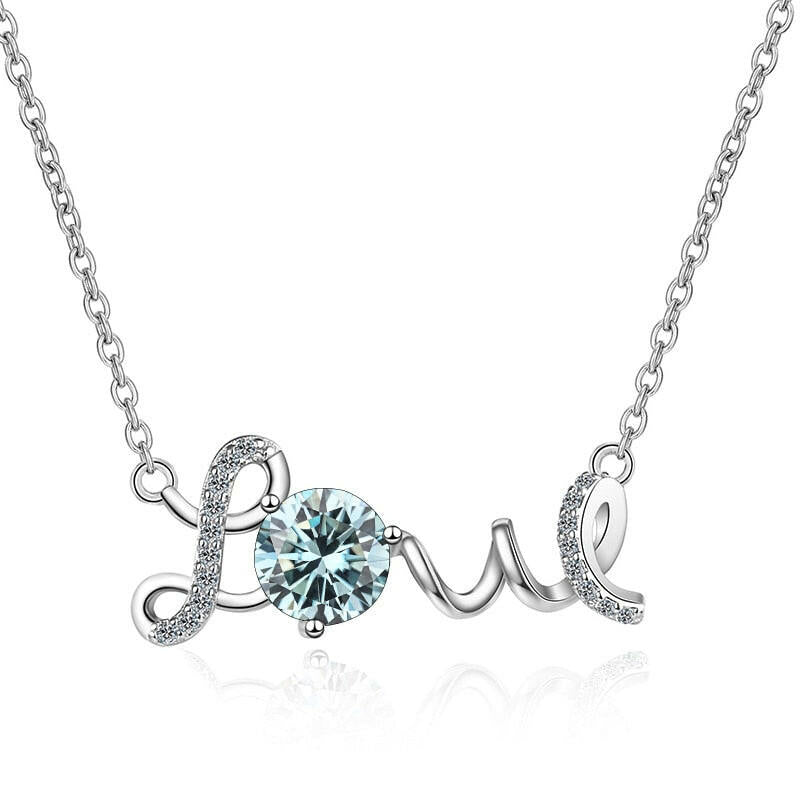 1.0 Ct Round Cut Diamond Love Necklace-Evani Naomi Jewelry