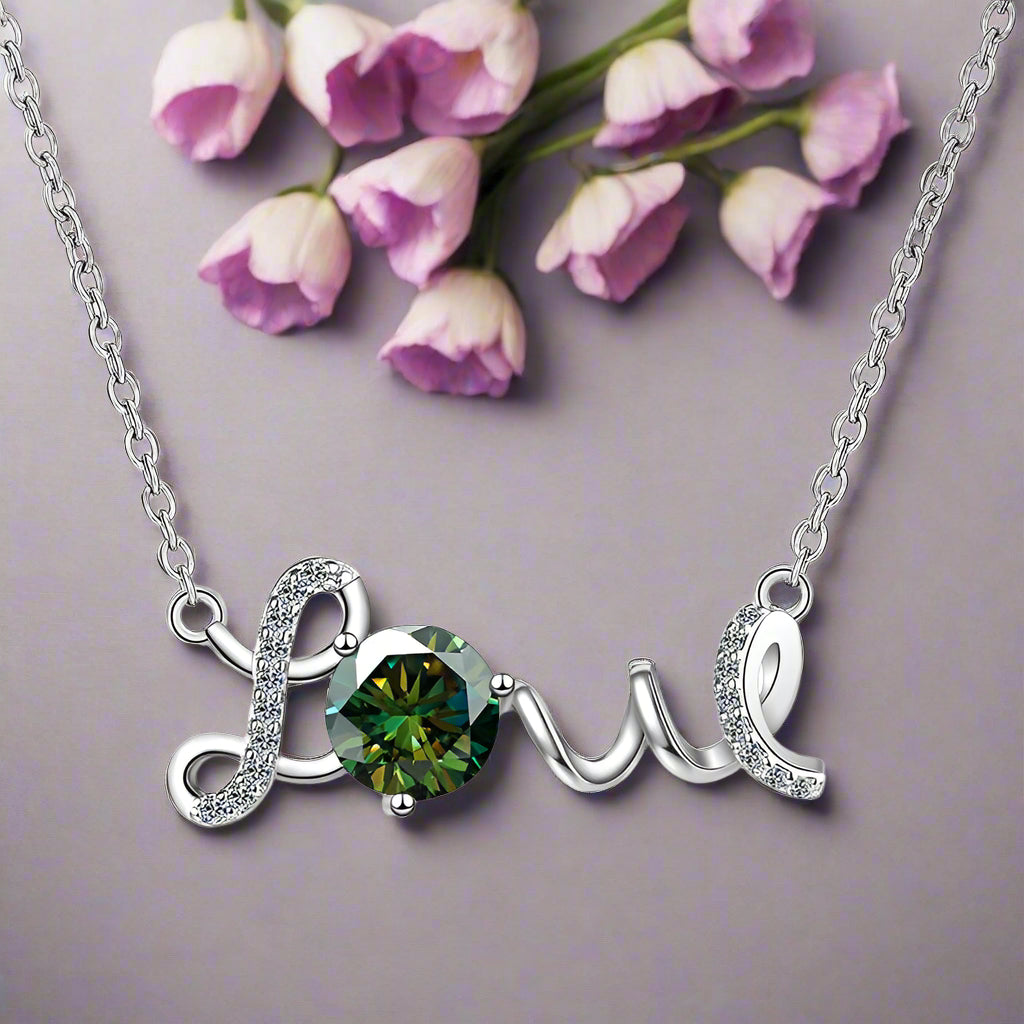 1.0 Ct Round Cut Diamond Love Necklace-Evani Naomi Jewelry
