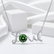 1.0 Ct Round Cut Emerald Birthstone Love Necklace-Evani Jewelry