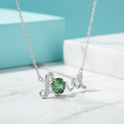 1.0 Ct Round Cut Emerald Birthstone Love Necklace-Evani Jewelry