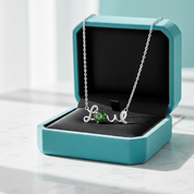 1.0 Ct Round Cut Emerald Birthstone Love Necklace-Evani Jewelry
