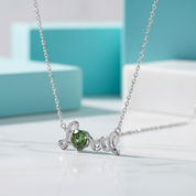 1.0 Ct Round Cut Emerald Birthstone Love Necklace-Evani Jewelry
