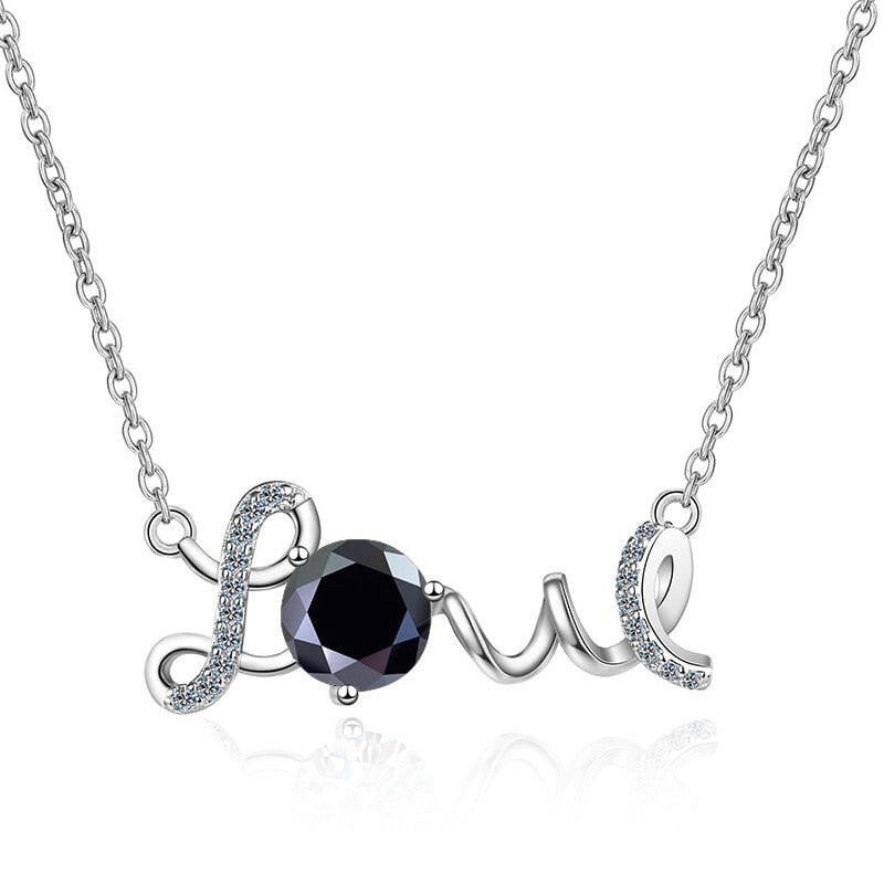 1.0 Ct Round Cut Diamond Love Necklace-Evani Naomi Jewelry