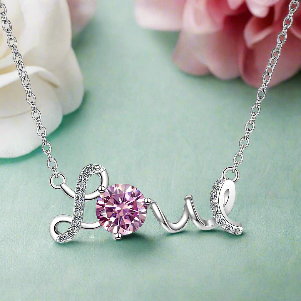 1.0 Ct Round Cut Diamond Love Necklace-Evani Naomi Jewelry
