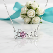 1.0 Ct Round Cut Tourmaline Birthstone Love Necklace