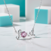 1.0 Ct Round Cut Tourmaline Birthstone Love Necklace