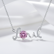 1.0 Ct Round Cut Tourmaline Birthstone Love Necklace