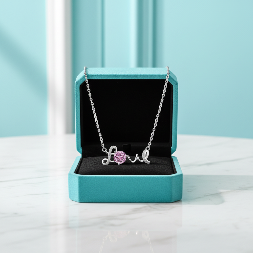 1.0 Ct Round Cut Tourmaline Birthstone Love Necklace - Evani Naomi Jewelry